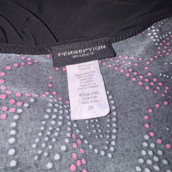 Perseption Woman Black Floral Dot Print Maxi Dress - Size 2X - Picture 5 of 5